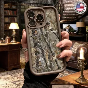 Cool Woodland Camouflage Tree Bark Nature Pattern Aesthetic Case for iPhone 17 16 15 14 Pro Max 13 12 11 XR XS Plus Air Slim Shockproof Anti Drop Protective Durable TPU Cover