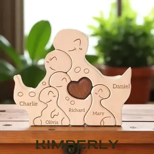 Personalized Dinosaur Family Puzzle, Custom Wooden Dino Gift, Kids Room Or Nursery Decor, Mothers Fathers Day Gift, Birthday Or Family Christmas Gift