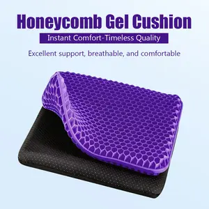 Double-Layer Extra-Thick Gel Seat Cushion — Honeycomb Breathable Pad | Dimensions: 15.75 x 13.8 x 1 In | Ideal for Camping, Office Use, Car Travel, Wheelchairs, and Fishing — Non-Slip & Portable Chair Cushion | Designed for Outdoor Activities and Travel