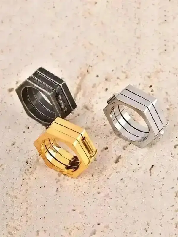 Men's Vintage Geometric Design  Ring, Fashion Accessories for Party, Daily Clothing Decor, Trendy All-match & Exquisite Jewelry for Birthday Gift