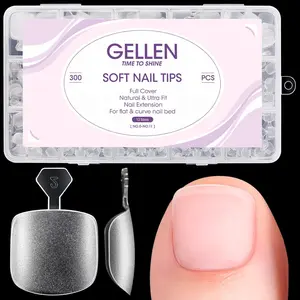 Press On Toenails 300PCS Short Square Toe Nail Tips Full Cover Matte Soft Fake Toenails, 12 Sizes Clear Toe Nail Extensions with Easy Handle for Pedicure DIY Home Nail Salon