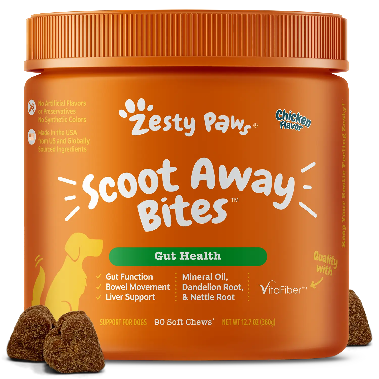Zesty Paws Scoot Away Bites for Dogs, Gut Health and Excretory Support Supplement, Soft Chew Dog Treats dog supplements pet supplements