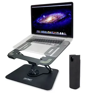 INFINIT SOLUTIONS Adjustable Laptop Stand - Rotates 360° - Sleek Foldable Design - Travel Size - Holds Up to 15 Pounds - Includes Pocket Size Screen Cleaner