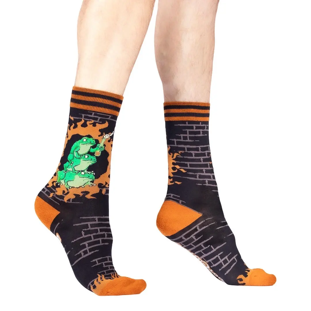 FootClothes Frogs Against Fascism Crew Socks | Ungovernable | High Quality Novelty Socks | Mens & Womens | Sensory Friendly with No Toe Seams | Orange & Green, 6-13 | From a LGBTQ+ Goth Small Business