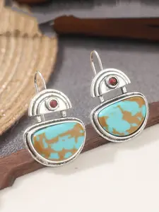 Vintage Copper Synthetic Turquoise Hook Earrings, Statement Earrings, Elegant Jewelry for Everyday Wear and Parties, Perfect Accessory for All Seasons