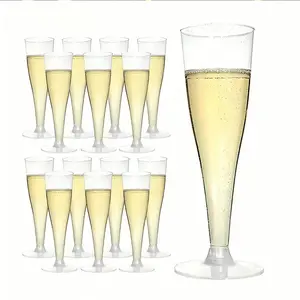 5/20pc golden transparent champagne glass, red wine glass, juice glass, dessert glass, 4.5-ounce picnic party glass, lightweight and portable, suitable for romantic gatherings, graduation season, anniversaries, weddings, parties, and also for Christmas, H