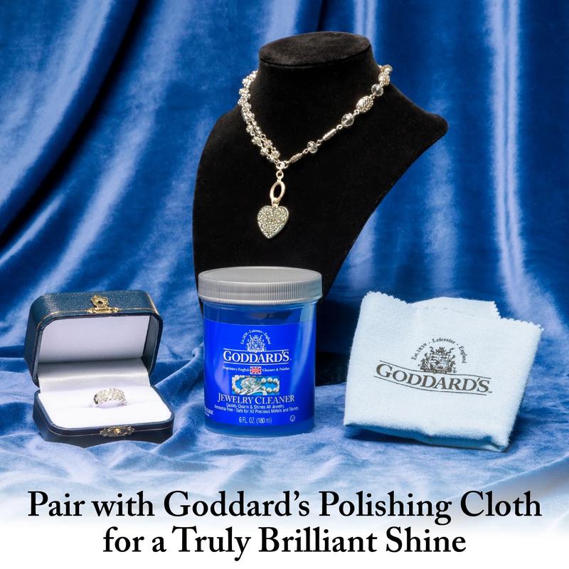 Goddard'S Jewelry Cleaner, Tarnish Remover, Cleaning Solution for Silver, Gold, Diamond, Gemstone Jewelry, Ammonia Free, Includes Brush & Basket, 6 Oz Goddard's