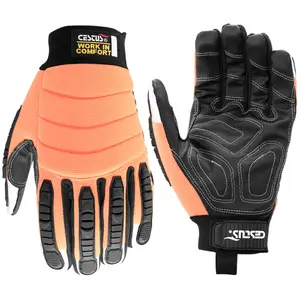 Cestus 8015, 3 Pairs Impact Gloves with Canvas Palm, Reflective Fingertips, Foam Knuckles