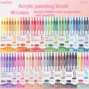 Blue Fruit 6-Piece Acrylic Paintbrush Set, 1.0mm Tip, Smooth Ink Flow, 90 Colors, Large Ink Capacity, Durable, Multipurpose Art Supplies, Ideal for DIY and Art, Art Drawing Supplies