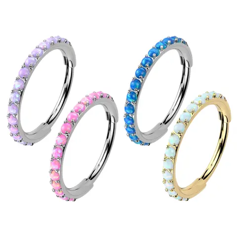 Titanium Micro Opal Hinged Nose Hoop | 20g