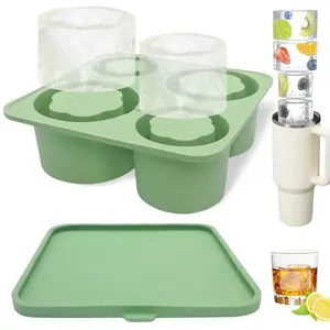 Silicone Ice Cube Tray Mold for Stanley Cup 20-40oz, Reusable Ice Maker with Lid for Chilled Cocktails, Whiskey & More