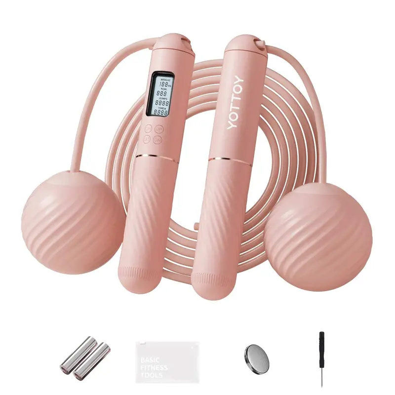 YOTTOY 2-in-1 Cordless Jump Rope with Counter, Weighted Jump Rope with Large Digital Display, Corded & Cordless Skipping Rope, 360° Ball Bearings for Home Cardio Workout