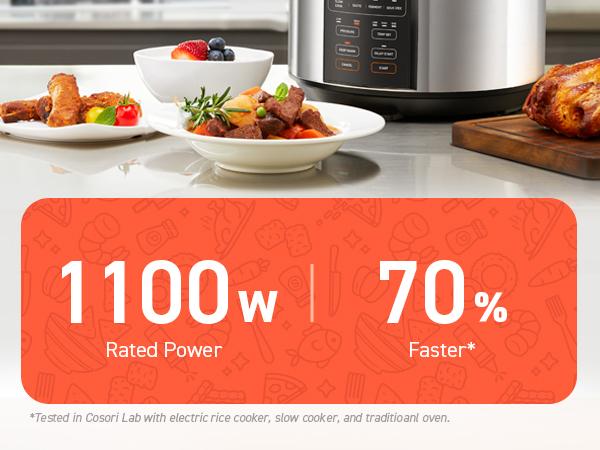 COSORI 6-Qt Electric Pressure Cooker, 9-in-1 Multi-Cooker, Rice, Sous Vide, Sterilizer 1100W, Stainless Steel, Aluminium Inner Pot, with Recipes COSORI 6-Qt Electric Pressure Cooker, 9-in-1 Multi-Cooker, Rice, Sous Vide, Sterilizer 1100W, Stainless Steel, Aluminium Inner Pot, with Recipes