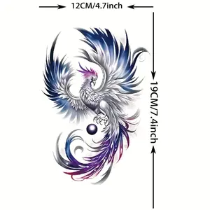 Waterproof Phoenix Temporary Tattoo Sticker Realistic Long Lasting Fake Tattoo for Arms Thighs and Other Parts Suitable for Adults Fashion Gift Sheet All Skin Types 12CMx19CM