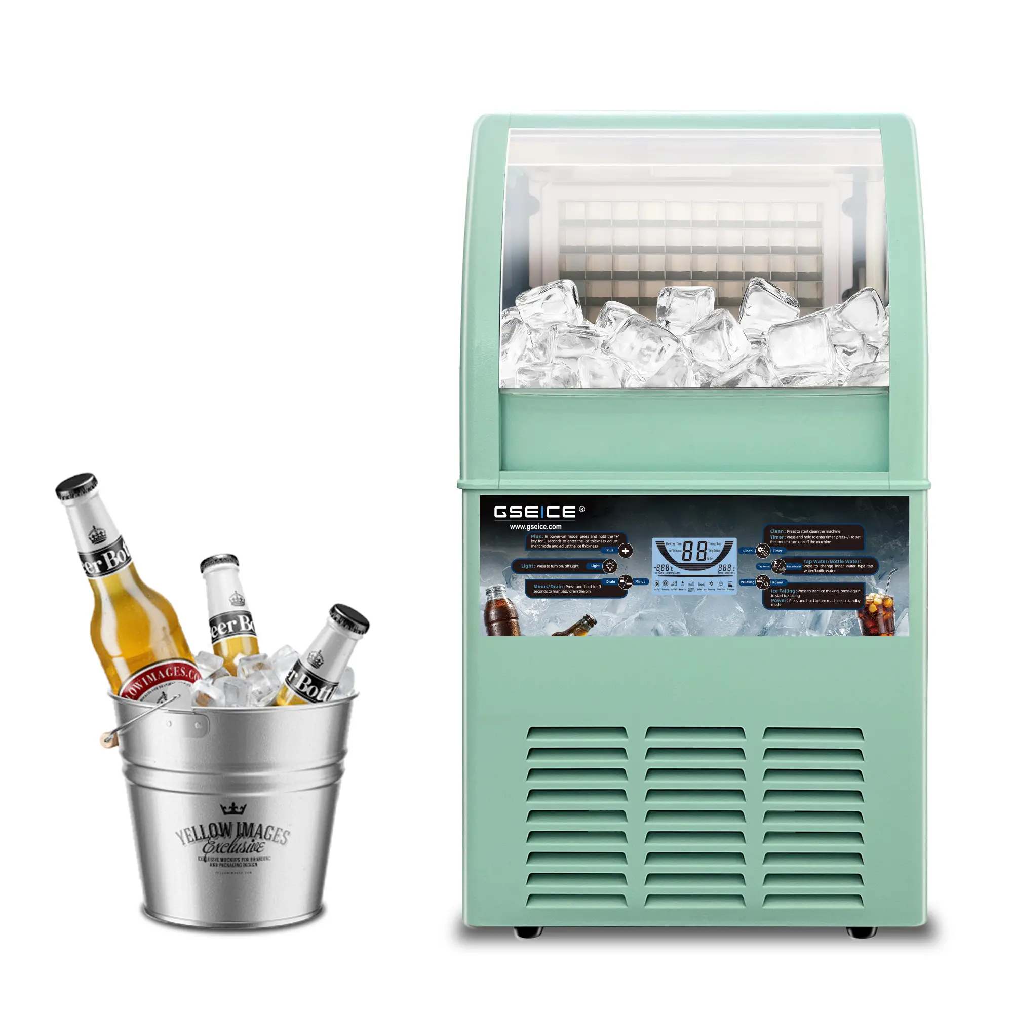 Self-Cleaning Icemachine - 100lbs/24H Commercial & Home Use, 50 Cubes in 8 Mins, Gal Bottle Water Support, Small Under Counter/Freestanding/Countertop Quick Ice Maker