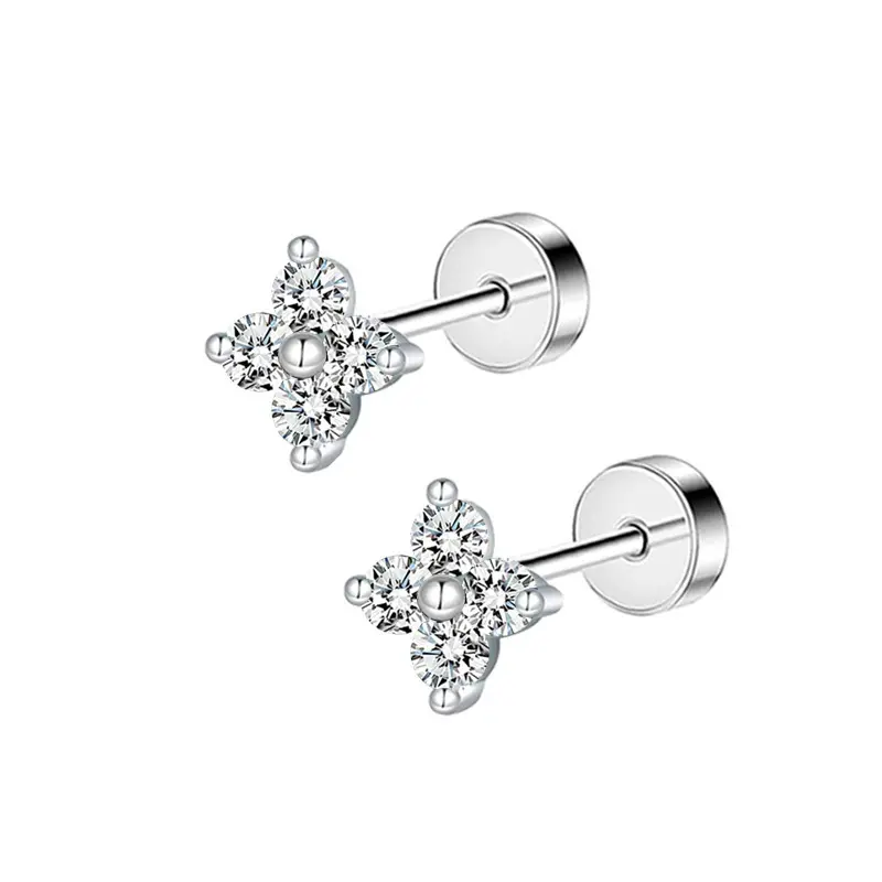Silver flower zircon pair
