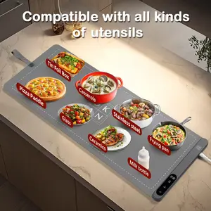 OKAN Extra-Large Silicone Electric Food Warmer Mat 36" × 15" Fast Full-Surface Heating 6 Temperature Levels Foldable & Easy to Clean Compatible with All Cookware