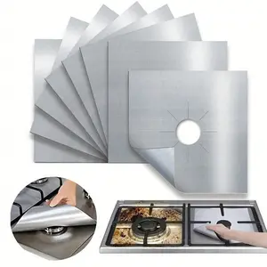 Gas Stove Burner Liners, 1/4/6 Pack Non-Stick Reusable Gas Range Protectors Stove Top Covers For Gas Burners Heat-Resistant Dishwasher Safe "10.6X10.6" Household Appliances