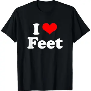 Cotton Graphic Tees Streetwear Gifts  I Love Feet I Heart Feet T-Shirt