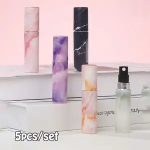 1/5PCS Perfume Atomizer Bottles Set, Refillable Mini Travel Size Empty Perfume Sprayer, Marble Pattern Portable Spray Bottle for Women&Men