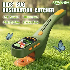 Aspoven Bug Catcher Kit for Kids, Magnifying Viewer with 2.4" Screen, Photo & Video Recording, LED Light, USB Rechargeable, Outdoor Explorer Kit Gift for Boys Girls Age 3+