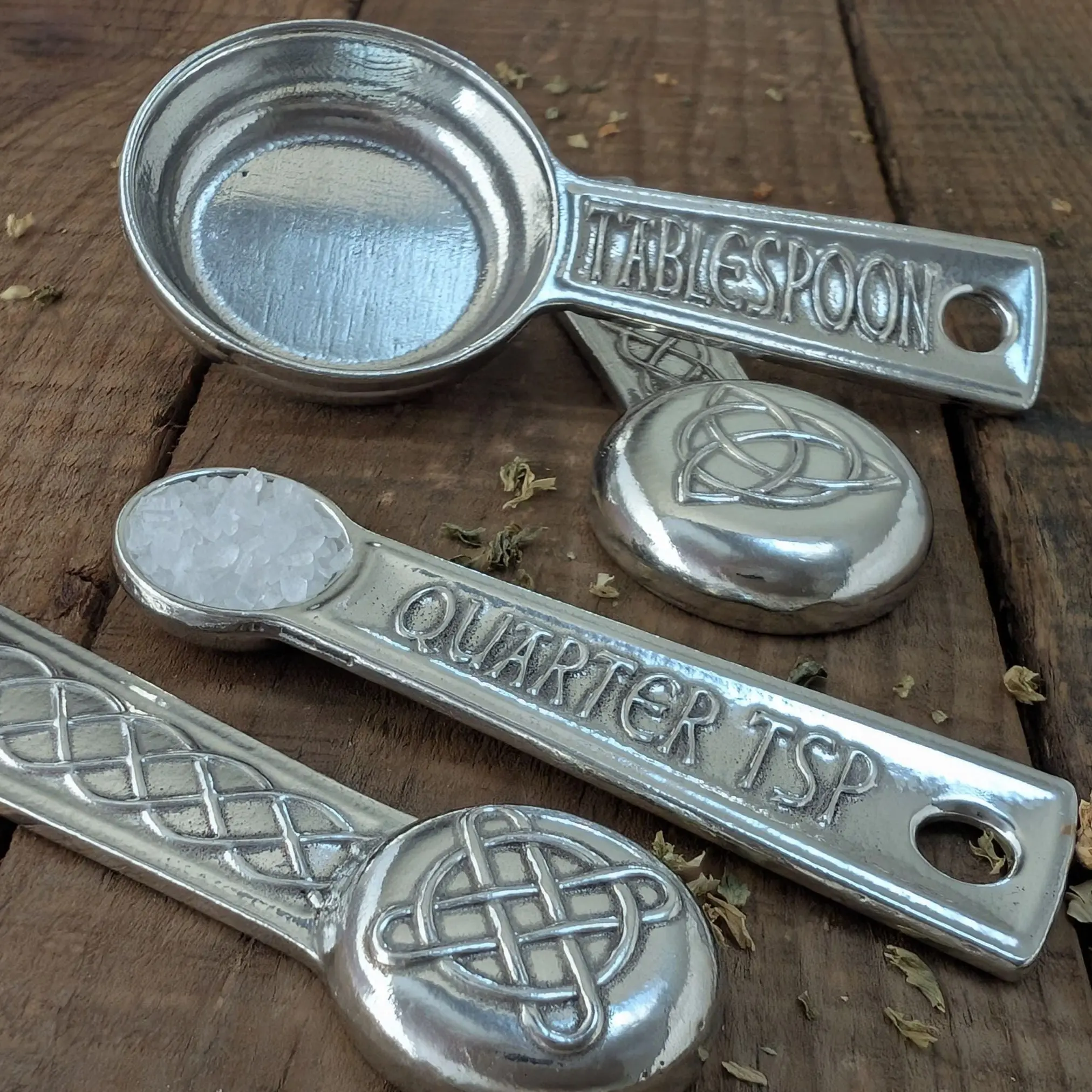Celtic Knot Pewter Measuring Spoons – Set of 4