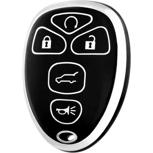 for Chevrolet Key Fob Cover, Soft TPU Protection Car Key Case Compatible with Chevy Suburban Tahoe Traverse Buick Enclave Cadillac Escalade GMC Acadia Yukon Smart Car Key Fob (Silver Black)