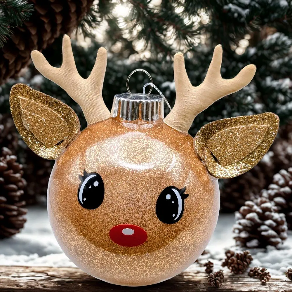 Personalized Reindeer Ornament – Custom Name Christmas Bauble with Optional Poinsettia Flowers – Handmade Holiday Tree Decoration – Cute Keepsake Gift for Kids, Family, or Friends – Unique Festive Ornament Ready to Hang