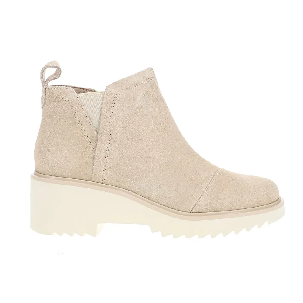 TOMS Womens Maude Zippered  Casual Boots Ankle Mid Heel 2-3" - Beige