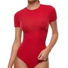 INLYRIC Inbarely Single Layer Short Sleeve Top See Through Soft Lightweight Stretchy Bodysuits for Summer Workouts