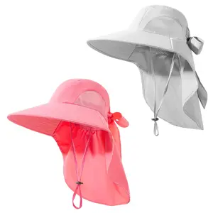 2Pack Women's Sun Protection Hats UPF 50+ Waterproof Wide Brim Bucket Hats with Neck Cover, Foldable Design for Beach, Travel, and Outdoor Activities Sunhat Sun Visor Cap