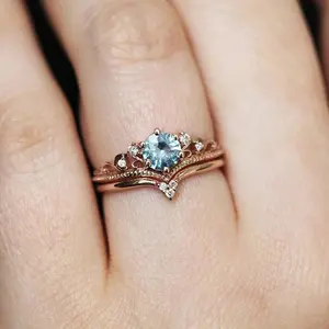 Women's Couple Rings with Princess Crown Design – Exquisite Round Zircon Jewelry for Engagement, Wedding, Anniversary, Daily Wear, Gift for Her