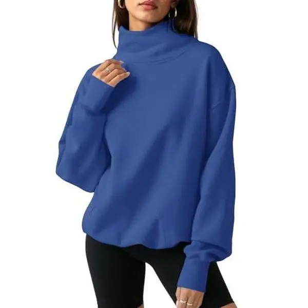 Lannew Women's Oversized Turtleneck Sweatshirt Long Sleeve Hoodies Causal Pullover Tops Fashion Womenswear