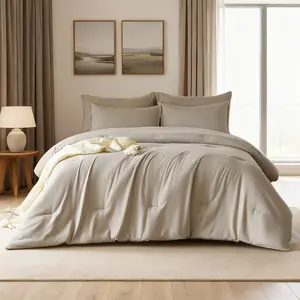 7-Piece Comforter Set Ultra Soft Bedding with Sheets & Pillowcases All-Season Lightweight Full Matching Set for Bedroom Makeover Hotel Style Bedding Flat Weave Solid Color Design