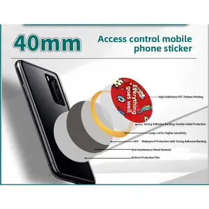 Diameter 40mm IC Property-Managed Access & Elevator Card Duo + ID8268 Dual-Purpose NFC Sticker Access Control Sticker for Gates & Doors Elevator Key Card Sticker Phone NFC Tag for Access 2-in-1 Smart Card Sticker