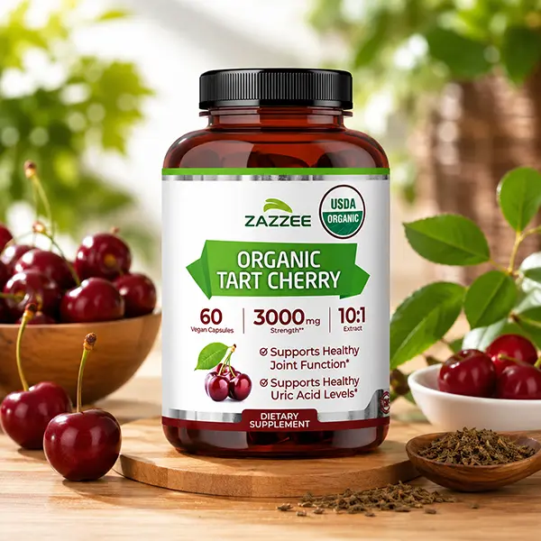 Organic Amla Capsules 1000mg, Organic Tart Cherry 10:1 Extract, Montmorency Cherry Supplement, Supports Antioxidant Defense, Joint Comfort, Recovery & Daily Wellness, Vegan, Non-GMO, Made in USA, 60 Capsules