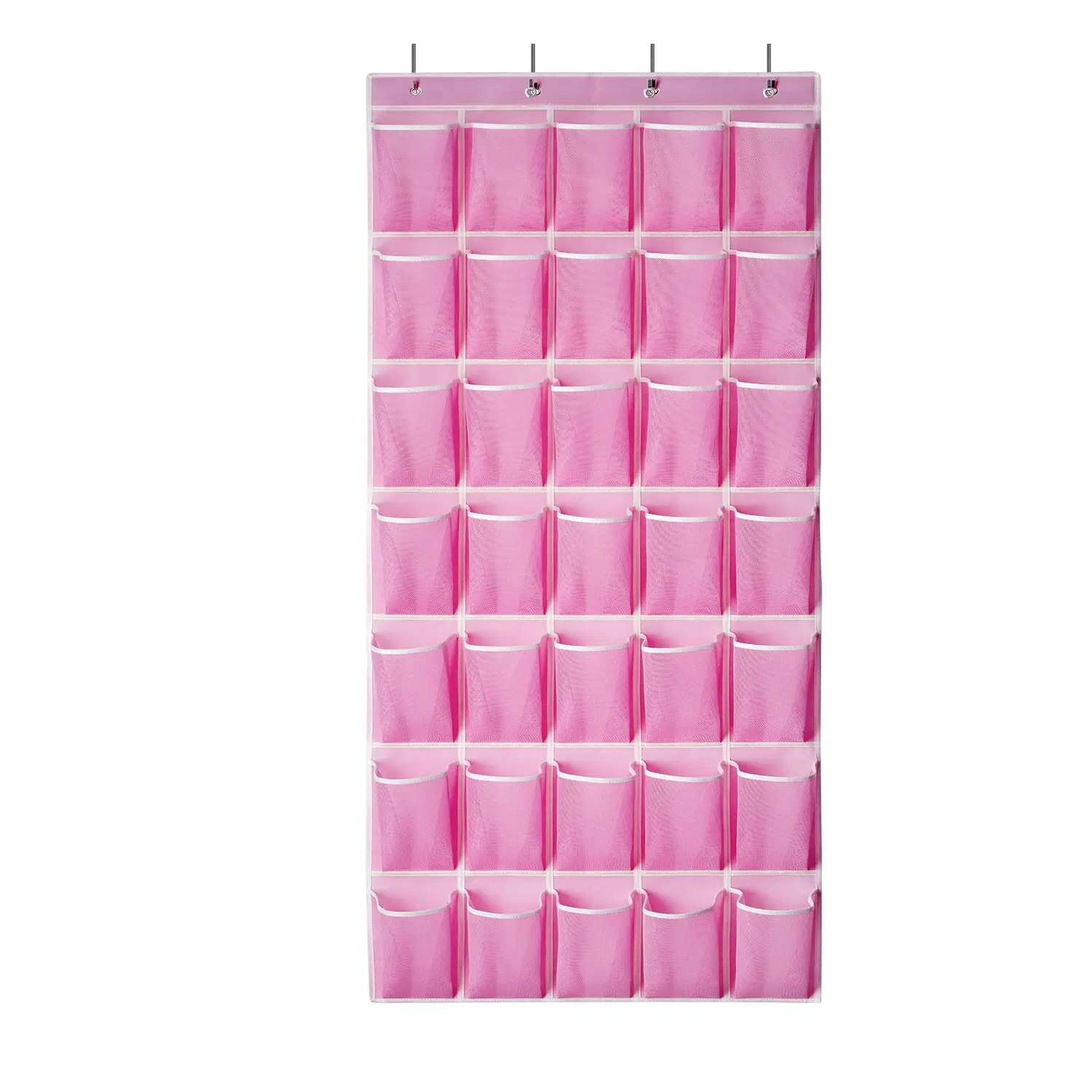 35 Pockets Over the Door Shoe Organizer, Hanging Shoe Organizer for Door with 35 Mesh Pockets Large Capacity Shoe Hanging Storage Bag with 4 Metal Hooks