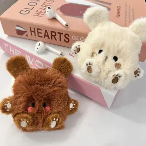 Cute Bear Design Plush Headphone Case, 1 Count Cute Plush Headphone Protective Cover, Headphone Protective Case Compatible with AirPods, Headphone Accessories
