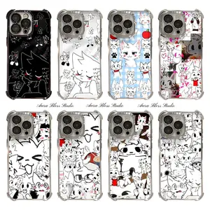 Hot Funny Kawaii Cat Furry Boykisser Phone Cases For iPhone 17 Promax Air 16 15 14 Pro Max Plus 13 12 11 Silver Black Transparent Electroplate TPU Shockproof Protective Cover Gifts For Birthday Valentine Christmas Thanksgiving Halloween