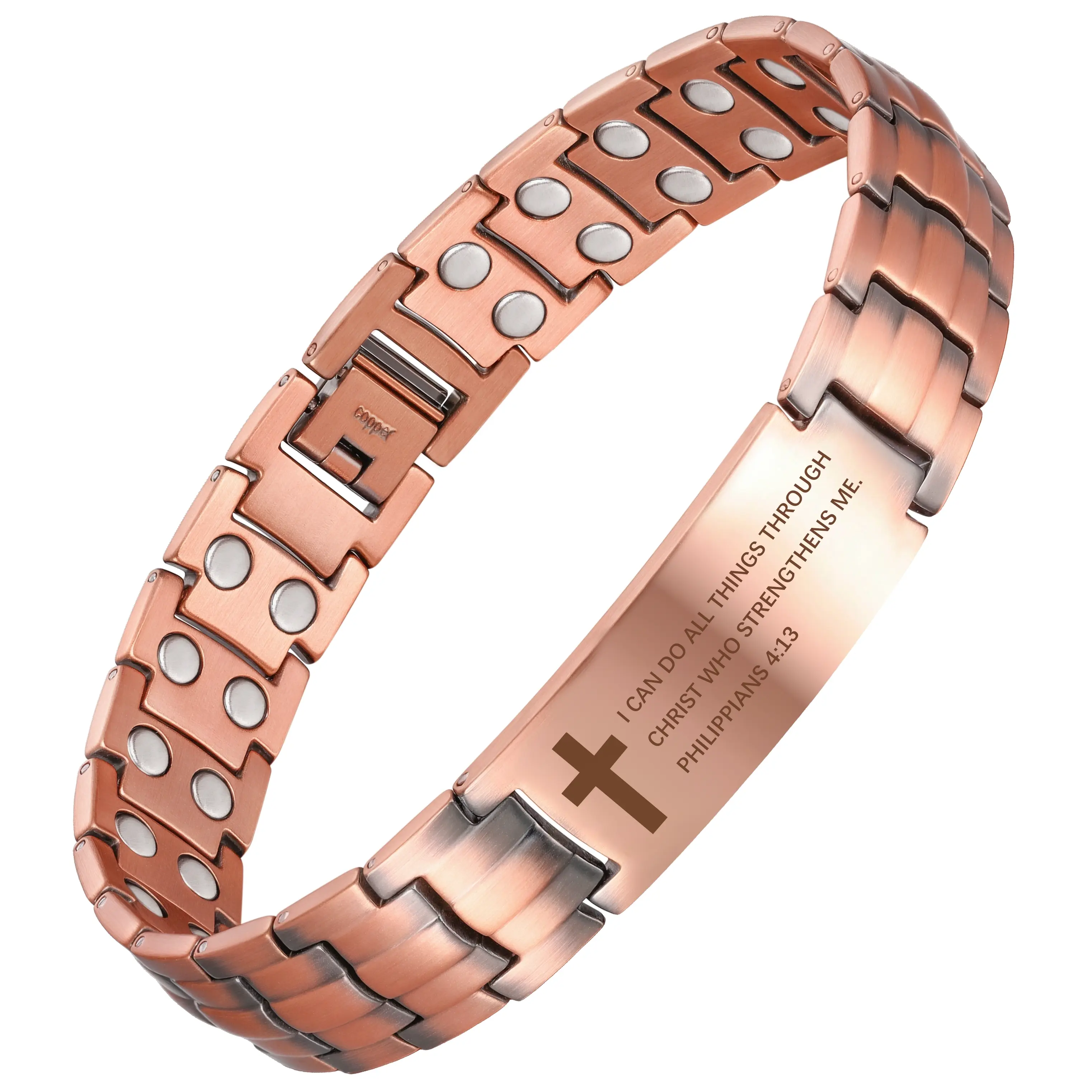 Copper Cross Bracelet for Men Magnetic Bracelet with 46 Magnets 99.99% Pure Copper Health & Wellness Accessory