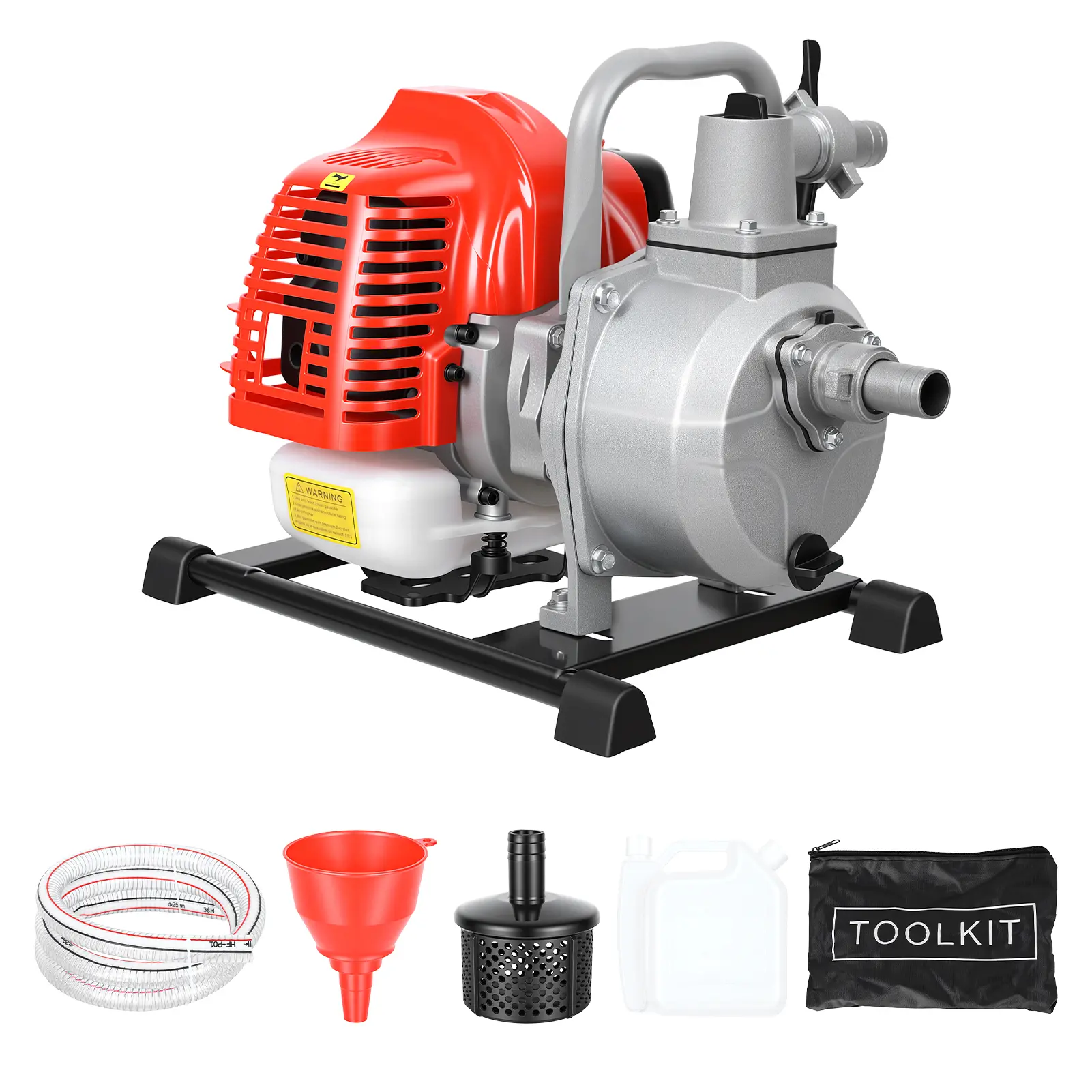 1 Inch Gas-Powered 2-Stroke Semi Trash Water Transfer Pump, 42.5CC Gasoline Engine, 98.43ft Max Lift, 35.66 GPM, Portable Handle-Equipped Pump for Agricultural Irrigation, Pool Use