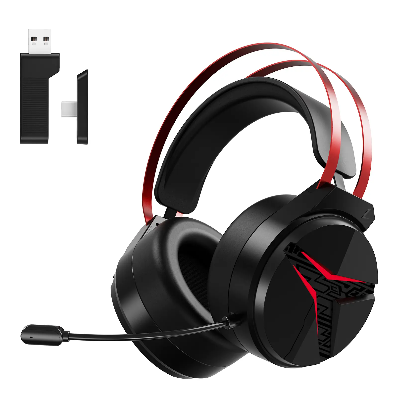 2.4GHz Wireless Gaming Headset for PS4/PS5/Xbox/Switch/PC, Bluetooth Over Ear Headphones with ENC Noise Cancelling Mic,7.0 Stereo Surround Sound, 50mm Drivers, RGB Light, 30H Battery Gaming Headphone