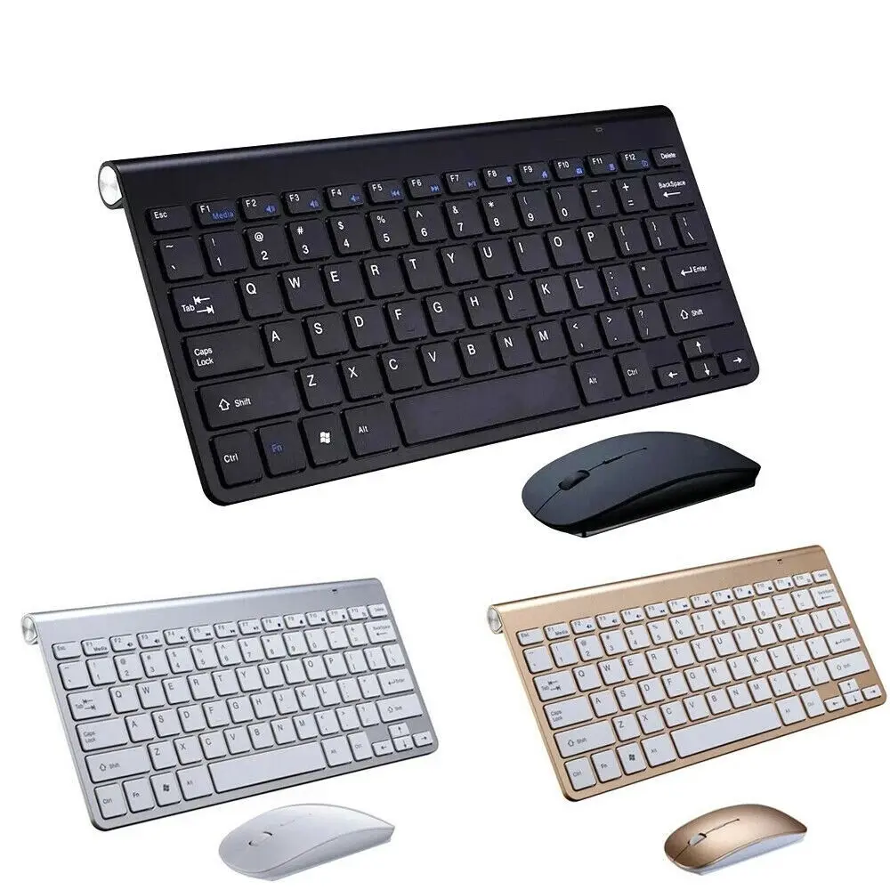 Mini Wireless Keyboard & Mouse Set 2.4G USB Waterproof Silent Compact Keyboard Mouse Combo for Laptop PC Computer