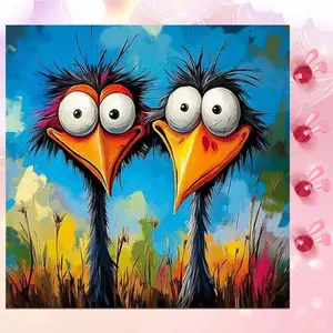 5D DIY Full Drill Round Diamond Painting - Diamond Art Kit Two Birds. Mosaic, Canvas - DIY Decorative Painting, Home Wall Decor, Suitable for Halloween, Christmas, Birthday, and Anniversary Gifts. Diamond Painting Kits