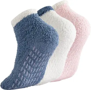 3Pairs Warm Socks, Casual Socks, Plush Socks, Women's Non-slip Socks, Indoor Socks, Strong Grip Socks, Soft and Comfortable, Breathable, Suitable for Daily Wear, Sports