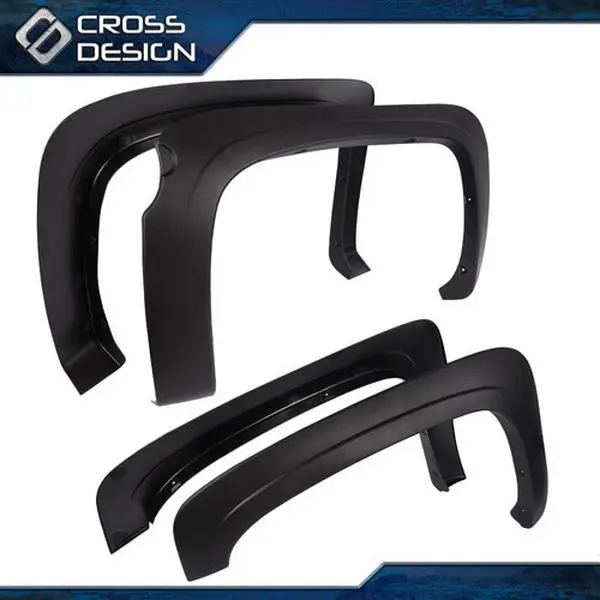 CROSSDESIGN Polypropylene 5.8in Pocket-Riveted Front Fender Flares Set of 4, Bolt-On Vehicle-Specific for 2007-13 Silverado 1500 Short Bed, Includes Hardware, Scratch Guard, Easy Install, Exterior Accessory