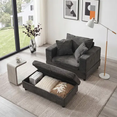 Dark Gray + Corduroy + 1 Seat + Primary Living Space-1