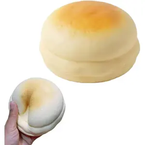 Jumbo Slow Rising Squishy Toy,Realistic Bread Bun Simulation Food Model, Soft PU Foam Squeeze Fidget for Sensory Hand Exercise,Novelty Desk Accessory Office Gift for Adults(Brown)