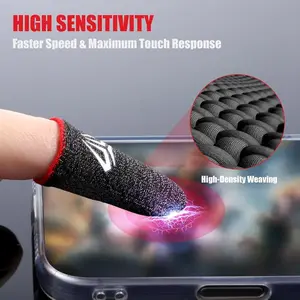 2 Pairs Gaming Finger Cuffs, Esports Touchscreen Breathable Sweatproof Mobile Game Gloves, Includes Storage Box, Gaming Accessories