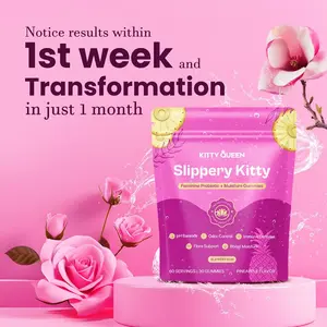 Slippery Kitty Feminine Probiotic + Moisture Gummies -All in One Solution with Slippery Elm 60 Count Pineapple Flavor